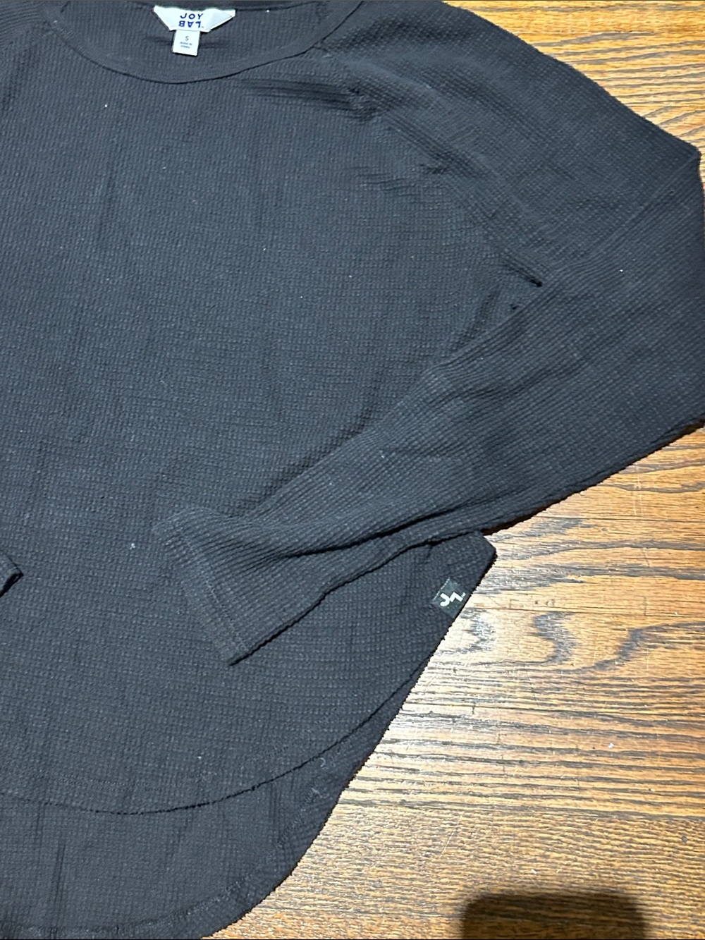 Black Long Sleeve Waffle Knit Top - Picture 3 of 3